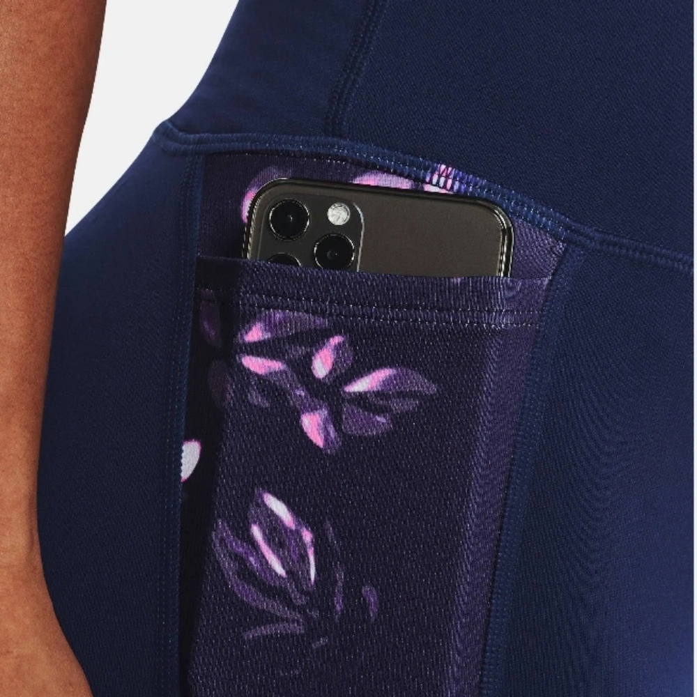 Women's Under Armour Navy & Floral Compression Leggings LRG very gently used!